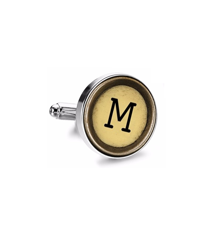 Gemelo de Camisa Magglass Boton de Maquina de Escribir Letra Letter M Mod 2 Medio Par