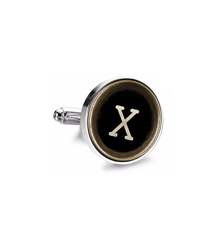 Gemelo de Camisa Magglass Boton de Maquina de Escribir Letra Letter X Medio Par