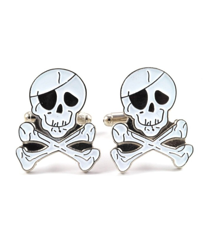 Gemelos Calavera Pirata Blanca