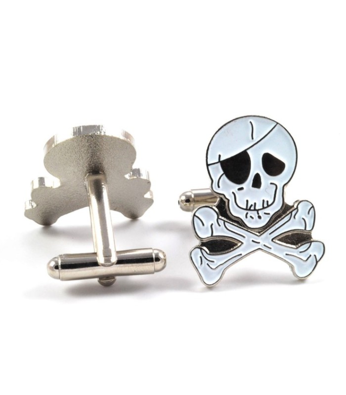 Gemelos Calavera Pirata Blanca