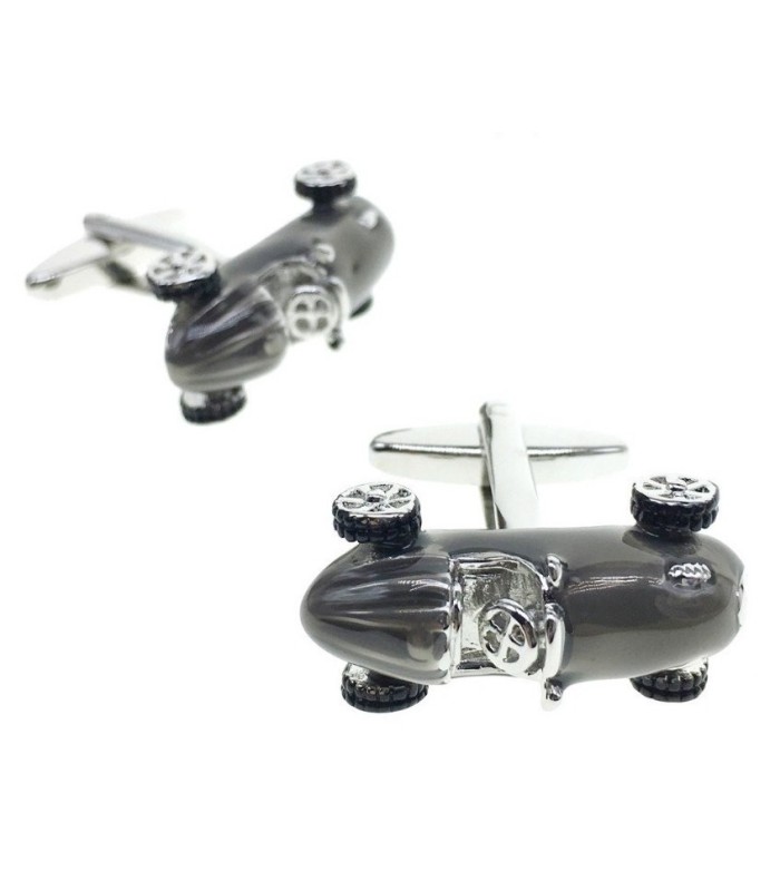 Gemelos de camisa Bolido cool retro style metallic silver motor racing car