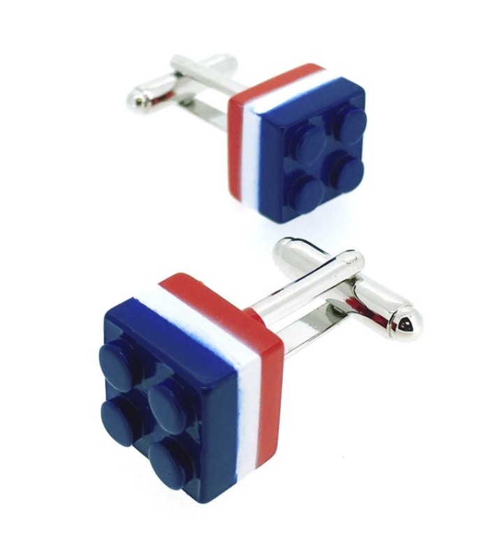 Gemelos de Camisa Brick Tricolor Azul Blanco y Rojo