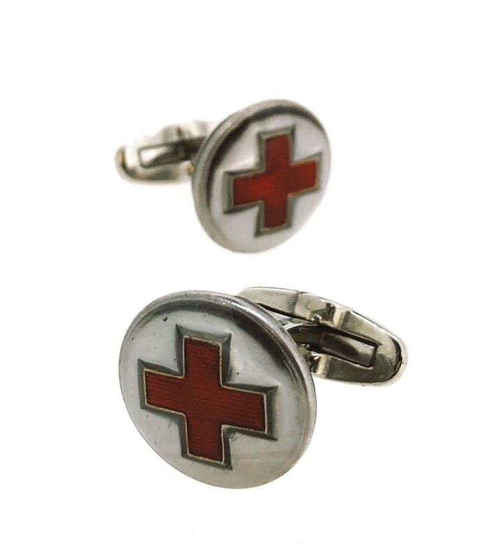 Gemelos de Camisa con Botones Originales de la Cruz Roja pintados a mano