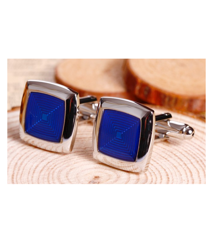 Gemelos de Camisa Concentric Blue Enamel Square