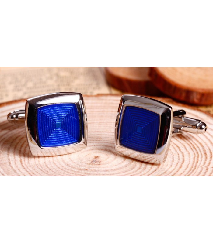 Gemelos de Camisa Concentric Blue Enamel Square
