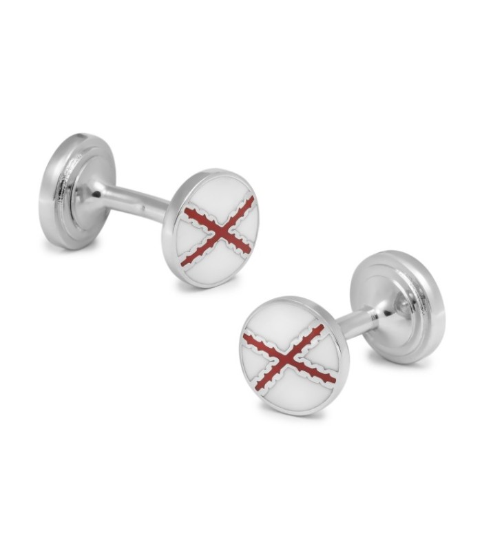 Gemelos de Camisa Cruz de Borgoña Redondo Esmaltado por ambos lados Cruz de San Andres