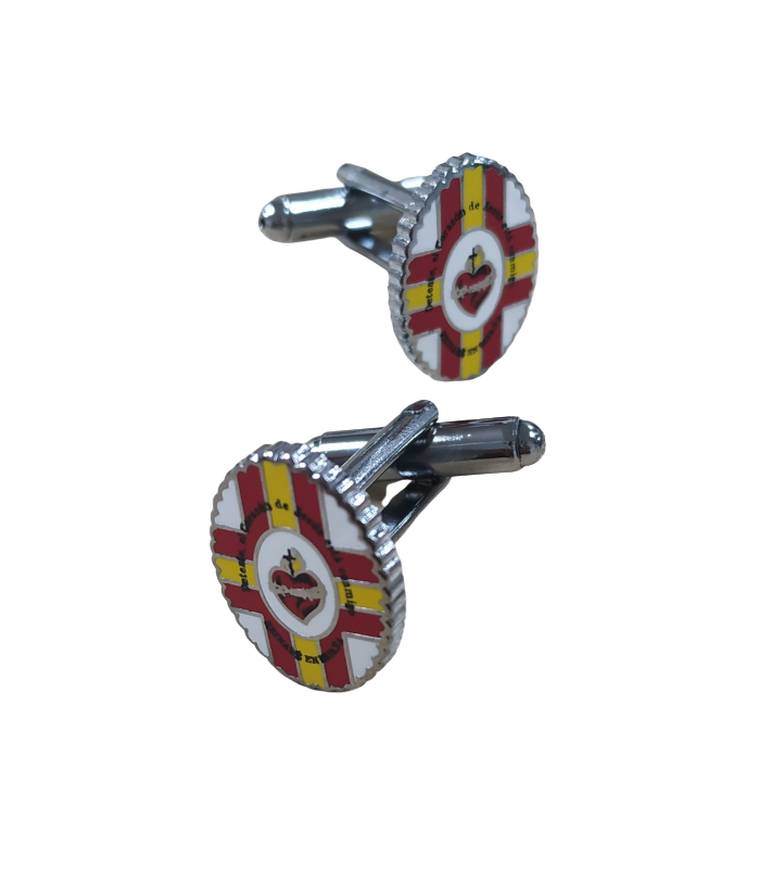 Gemelos de Camisa Detente de Bala Carlista Sagrado Corazon de Jesus 17x13mm
