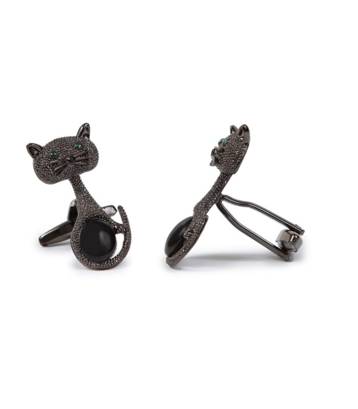 Gemelos de Camisa Gato ojos verdes 35x13mm