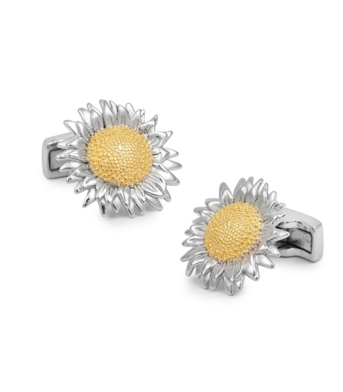 Gemelos de Camisa Girasol Plateado 15mm