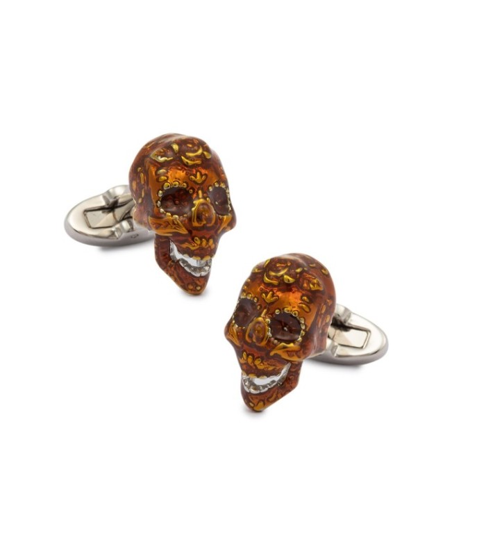 Gemelos de Camisa High Detail Ambar Skull Calavera 3D