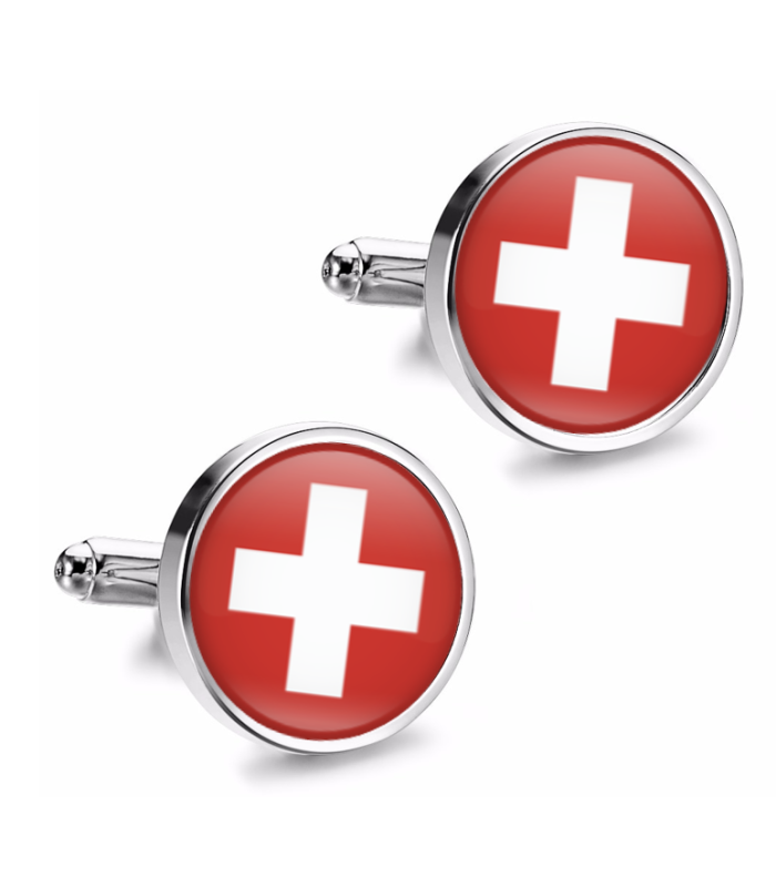 Gemelos de Camisa Magglass Bandera Suiza Switzerland