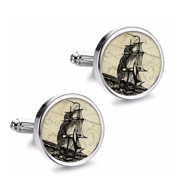 Gemelos de Camisa Magglass Grabados Barcos Nº4 16mm