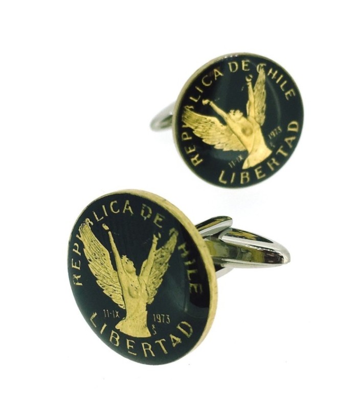 Gemelos de Camisa Moneda Chile 5 Pesos Libertad