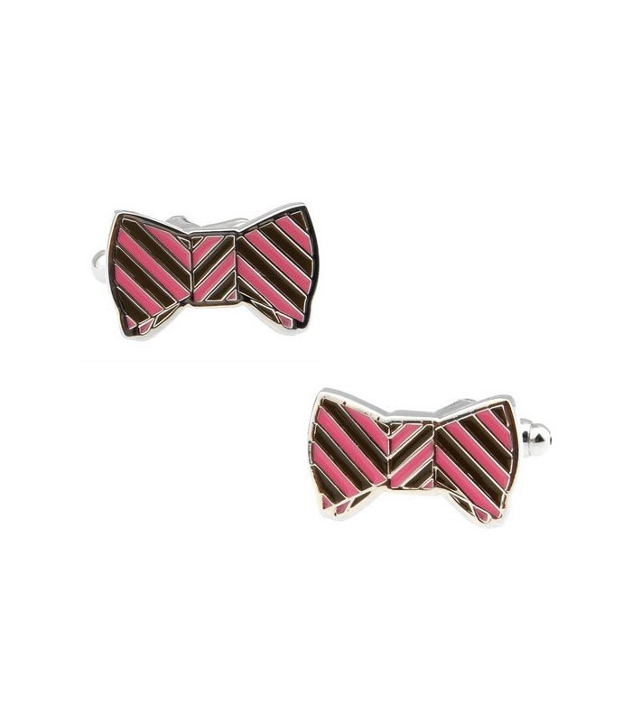 Gemelos de Camisa Pink   Brown Bow Tie