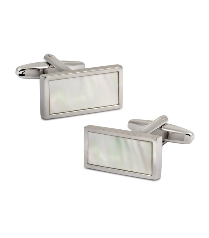 Gemelos de Camisa Plain White Nacared 21x11mm