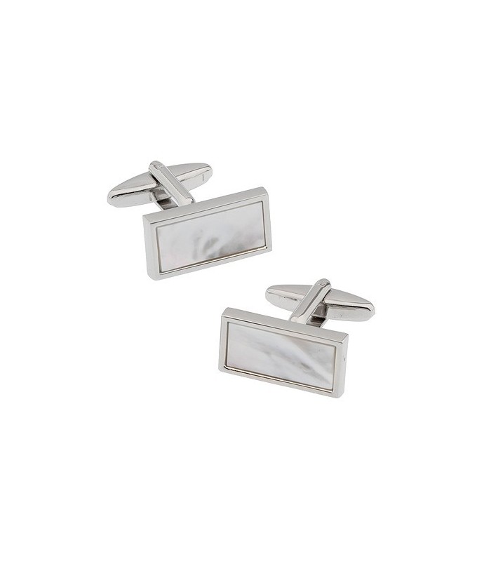 Gemelos de Camisa Plain White Nacared 21x11mm