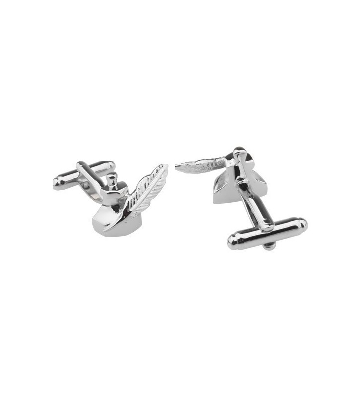 Gemelos de camisa Pluma y Tintero en 3D color plateado