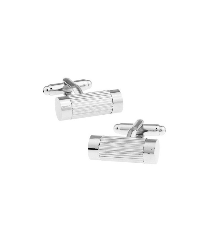 Gemelos de Camisa Wedding Steel Stripes Cilinder