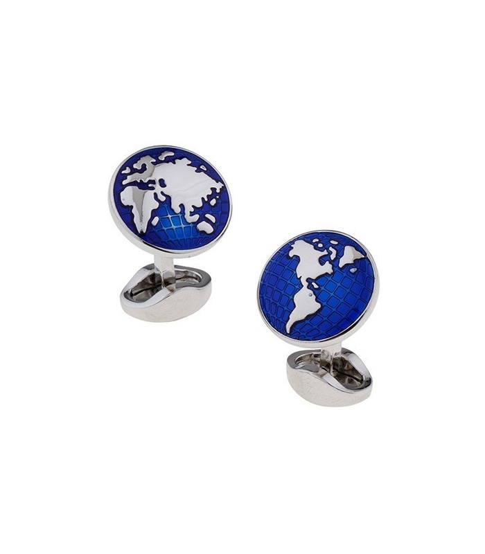 Gemelos de Camisa World Planet Plated Blue 17mm