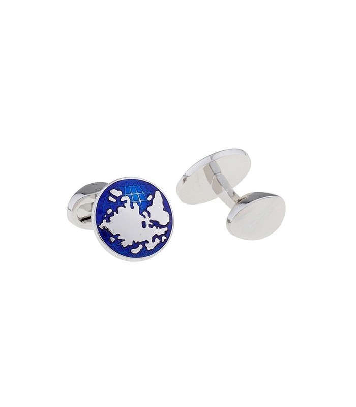 Gemelos de Camisa World Planet Plated Blue 17mm