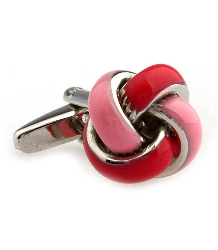 Gemelos de Nudo Esmaltado Rosa y Rojo