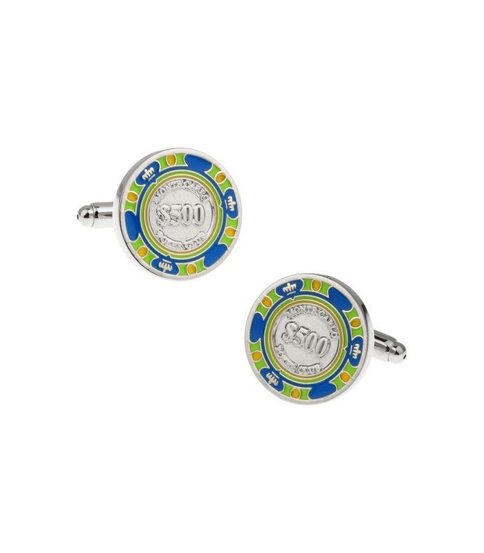 Gemelos Ficha Poker Verde y Azul