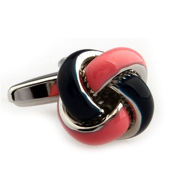 Gemelos Nudo Esmaltado Azul y Rosa