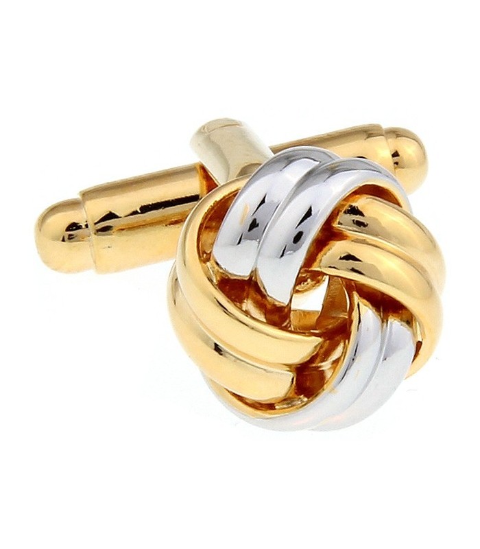 Gemelos Nudo Plateado y Dorado Doble