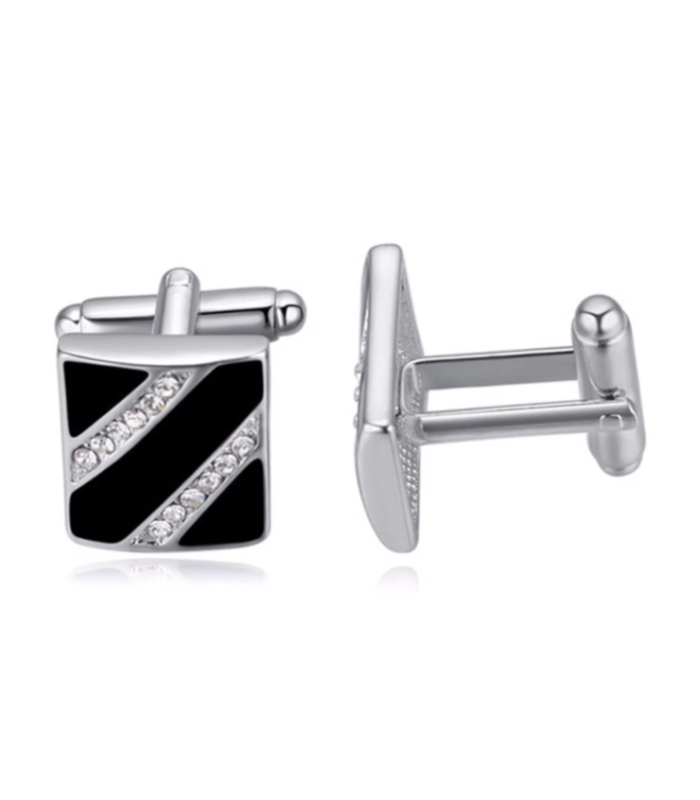 Gemelos para Boda Black Crystal Stripes Cufflinks