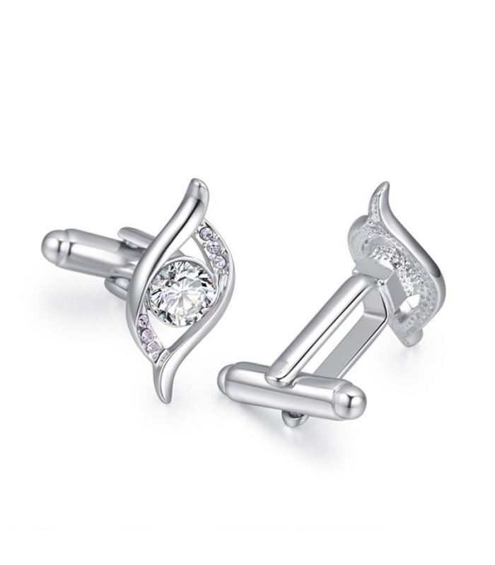 Gemelos para Boda Elegant Eye Crystal Steel Plated Cufflinks