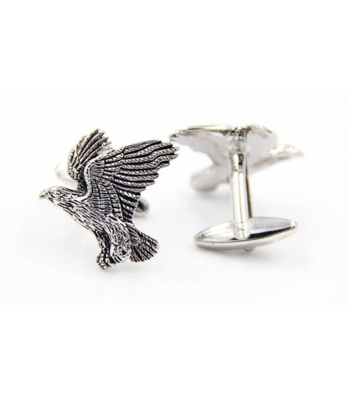 Gemelos para camisa Aguila en vuelo color acero y negro