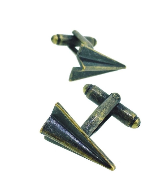 Gemelos para Camisa Avión de Papel Bronce