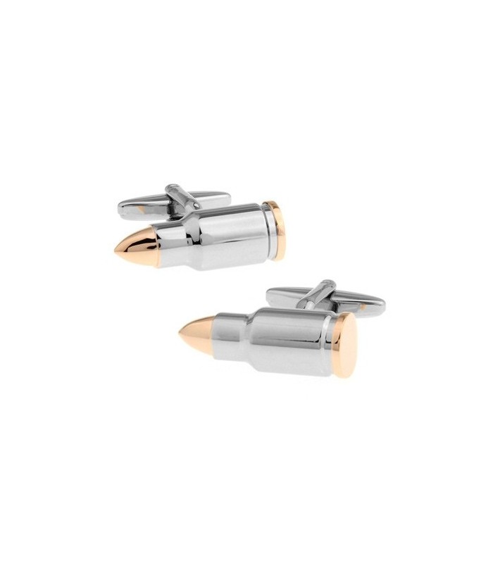 Gemelos para camisa Balas Modelo II Acero y Oro Rosa