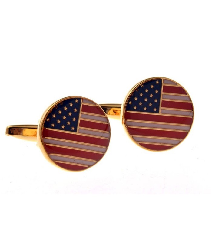 Gemelos para Camisa Bandera Estados Unidos Rounded Golden