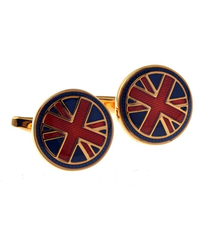 Gemelos para Camisa Bandera Reino Unido Esmaltada Golden