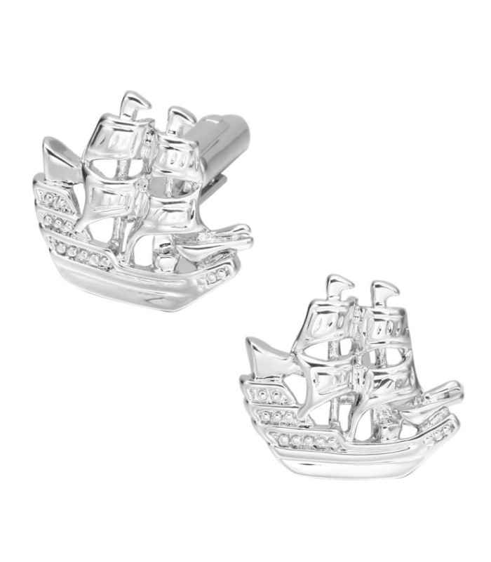 Gemelos para camisa Barco Portugués Nao Plateado