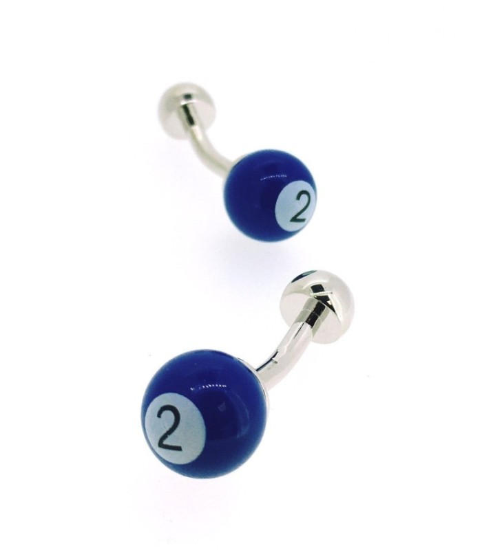 Gemelos para camisa Bola de Billar Azul Numero 2