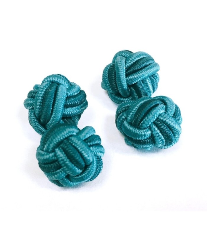 Gemelos para camisa Borla de Seda Bola Celeste y Azul Electrico