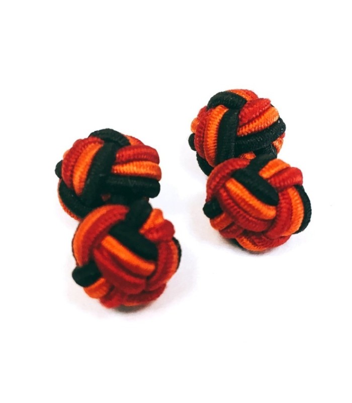 Gemelos para camisa Borla de Seda Bola Fucsia, Naranja y Negro