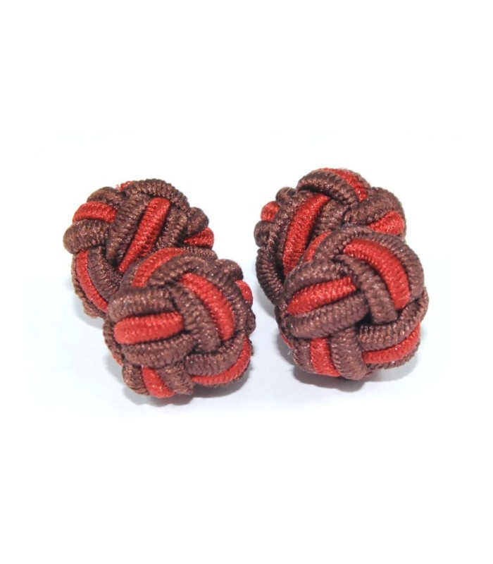 Gemelos para camisa Borla de Seda Colores Marrón y Rojo
