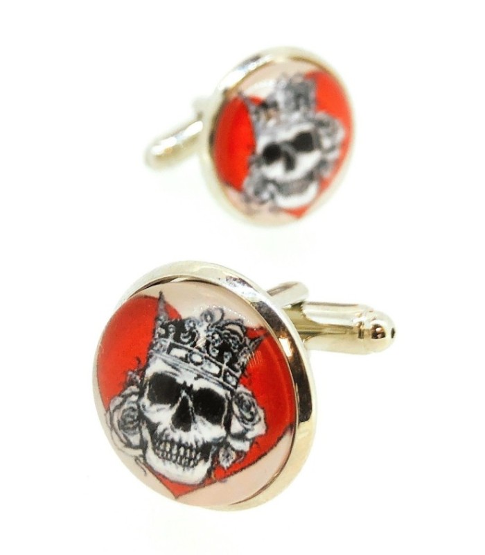 Gemelos para Camisa Calaveras Tattoo King Skull Red Heart