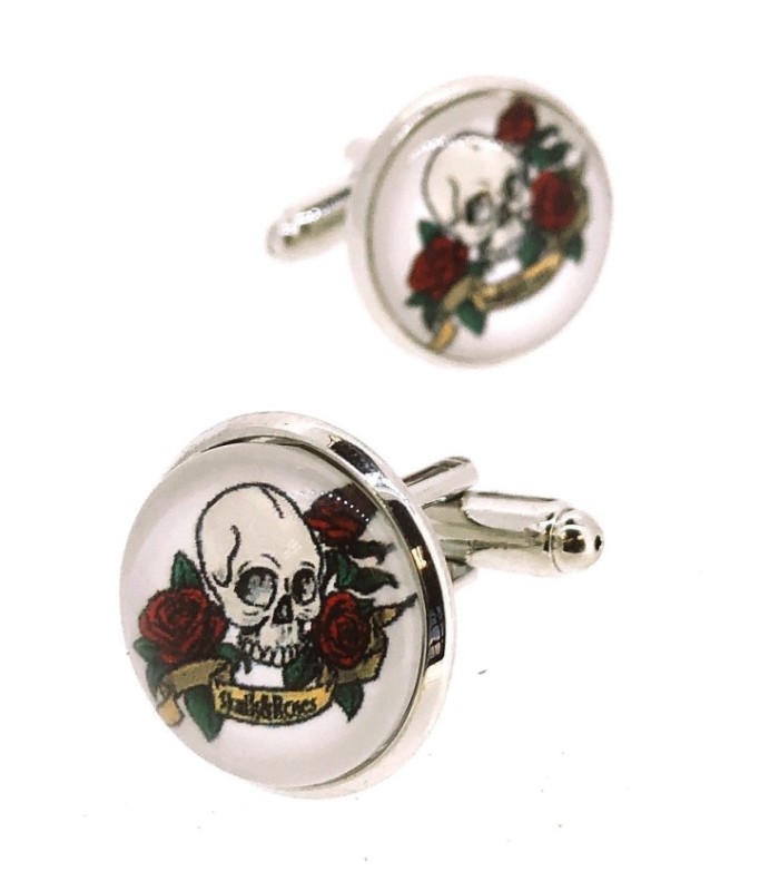 Gemelos para Camisa Calaveras Tattoo Skull   Roses