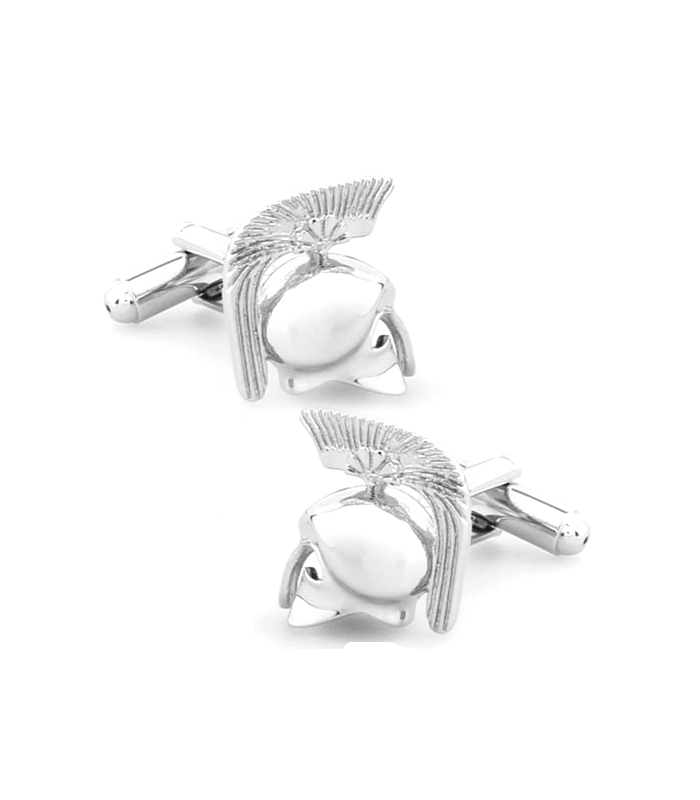 Gemelos para camisa Casco Espartano Acero Plateado