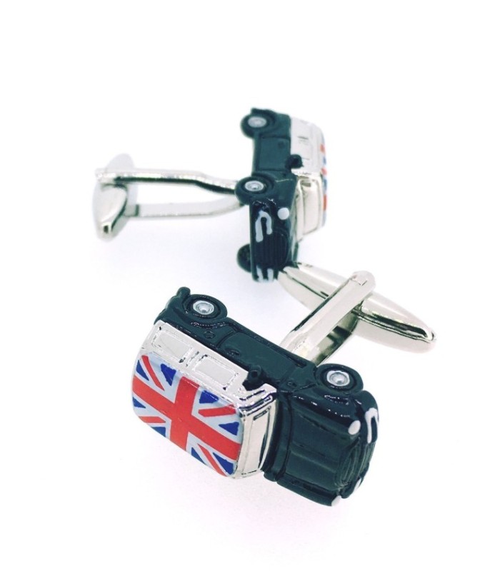 Gemelos para Camisa Coche Mini 3D Negro Bandera de Gran Bretaña Union Jack