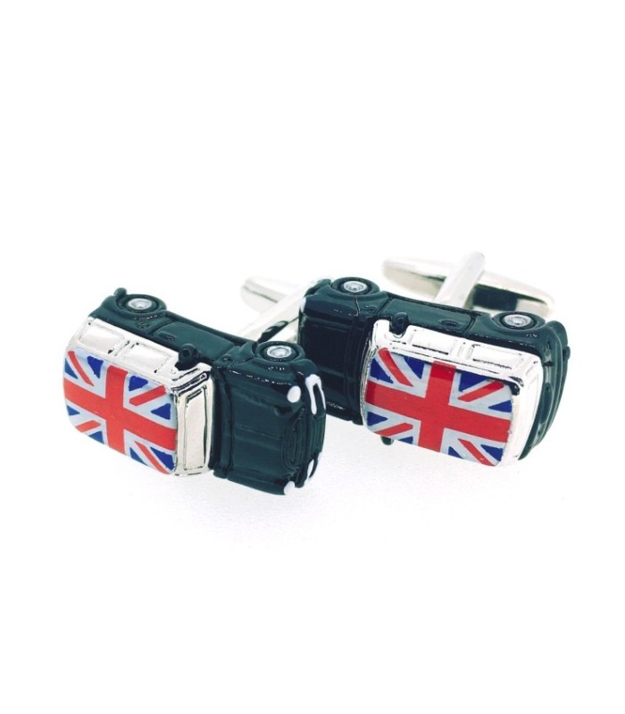 Gemelos para Camisa Coche Mini 3D Negro Bandera de Gran Bretaña Union Jack