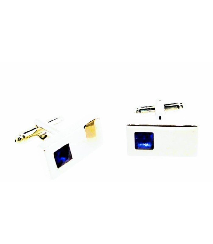 Gemelos para Camisa Cristal Azul Rectangular 20x10mm