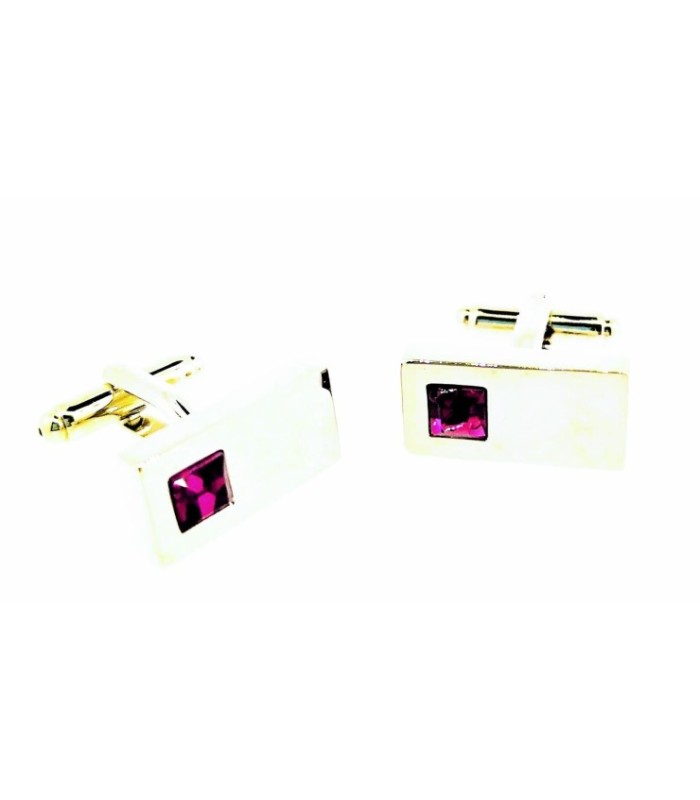 Gemelos para Camisa Cristal Morado Rectangular 20x10mm