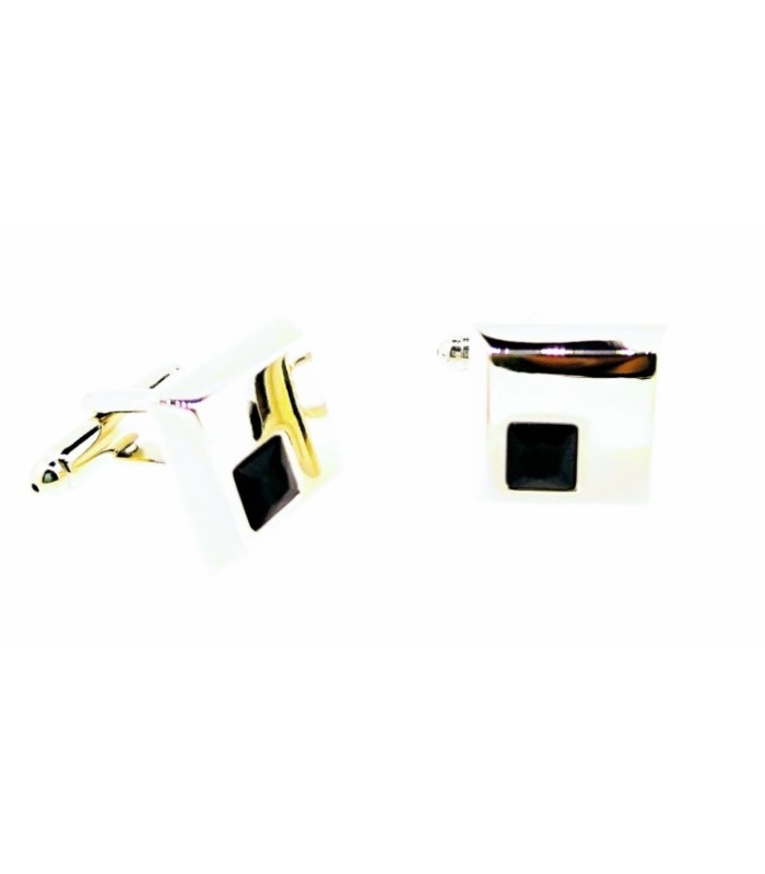 Gemelos para Camisa Cristal Negro Cuadrado 14x14mm