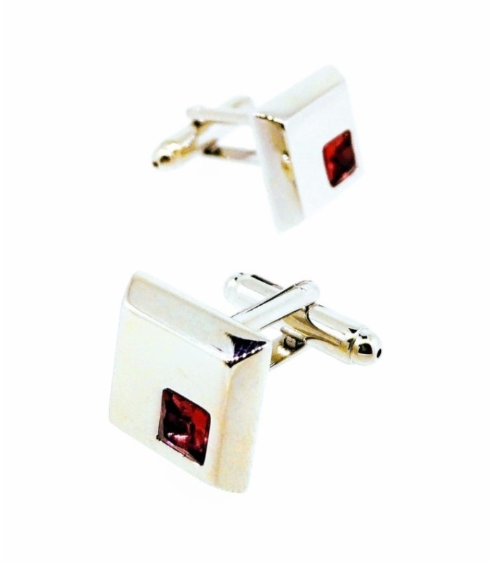 Gemelos para Camisa Cristal Rosa Cuadrado 14x14mm