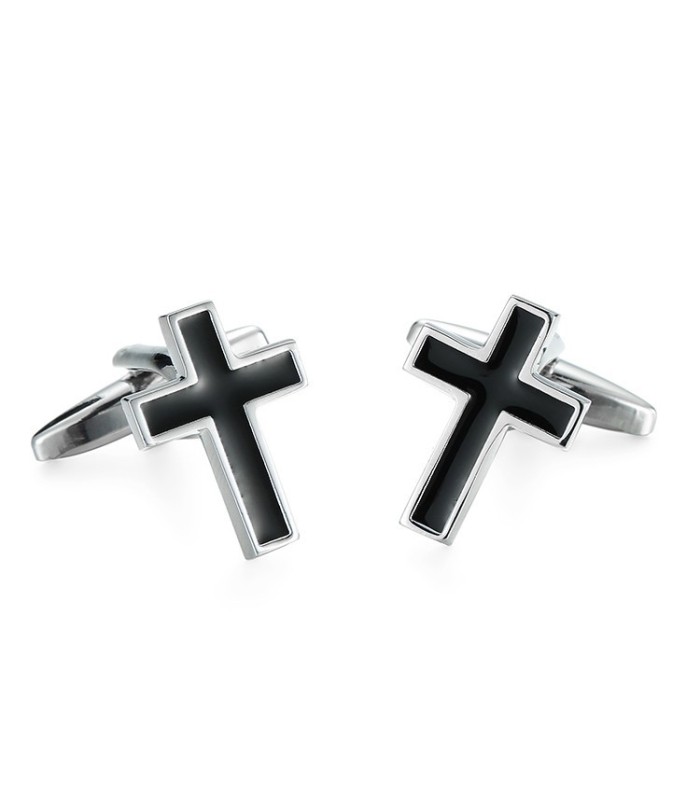 Gemelos para Camisa Cruz Cristiana Negra